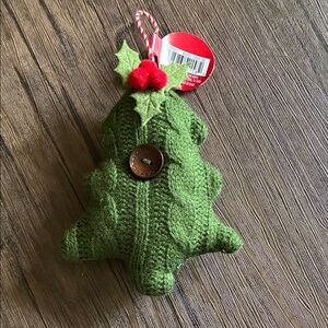 Ashland Green Knit Christmas Tree Ornament with Red Berries